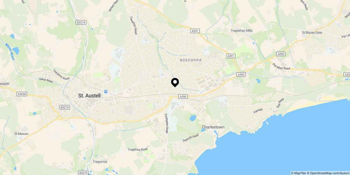 Approximate location of Cormorant Drive, St. Austell, PL25 3BB