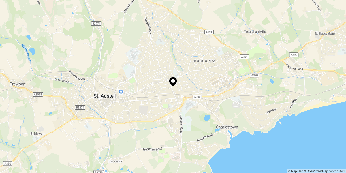 Approximate location of Gannet Drive, St. Austell, PL25 3BE