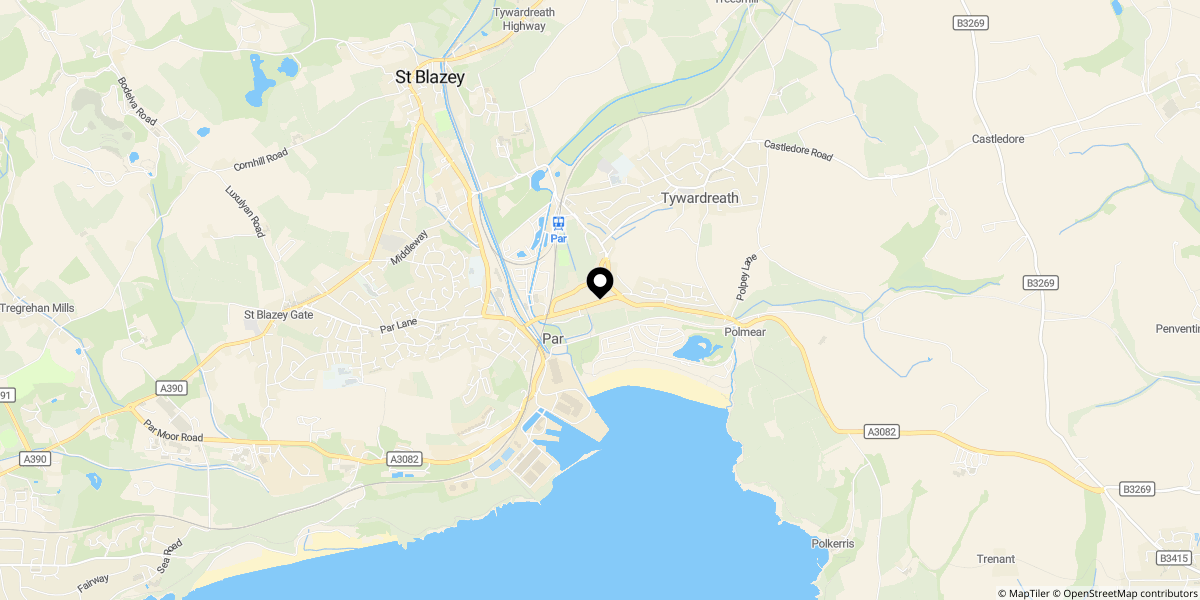 Approximate location of Par Green, Par, PL24 2AF