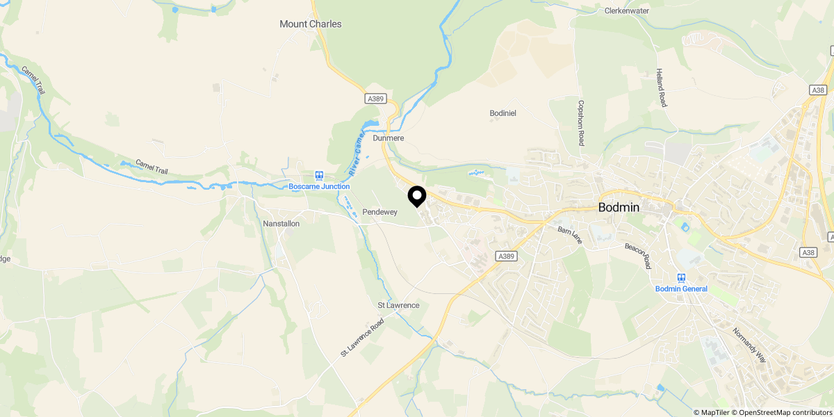 Approximate location of Onyx Walk, Bodmin, PL31 2FS